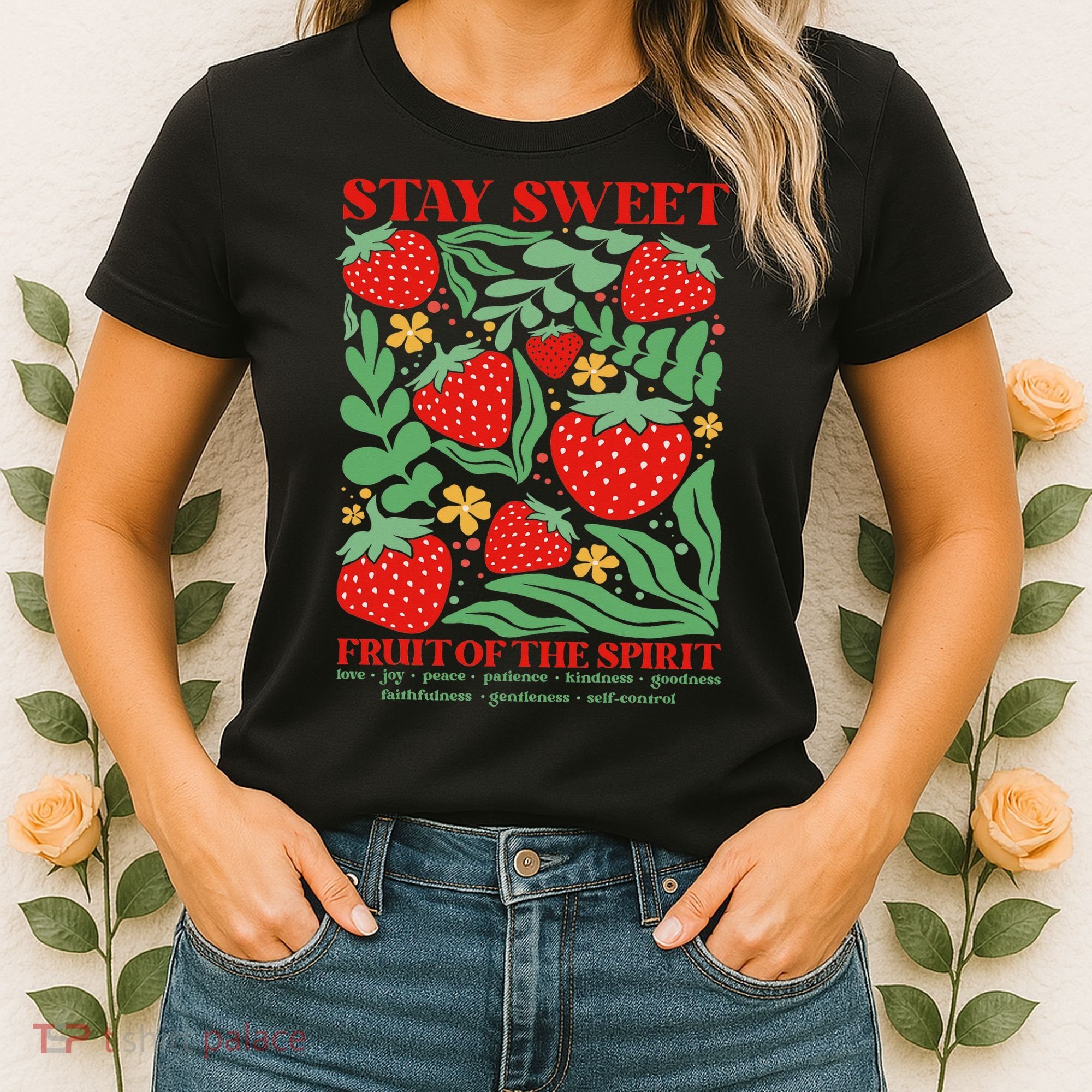 Boho Strawberry Stay Sweet Fruit Of The Spirit Christian Women's T-Shirt