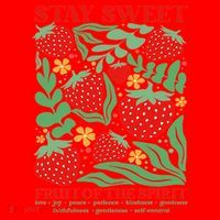 Boho Strawberry Stay Sweet Fruit Of The Spirit Christian Santa Hat thumb 1
