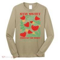 Boho Strawberry Stay Sweet Fruit Of The Spirit Christian Long Sleeve Shirt thumb 0
