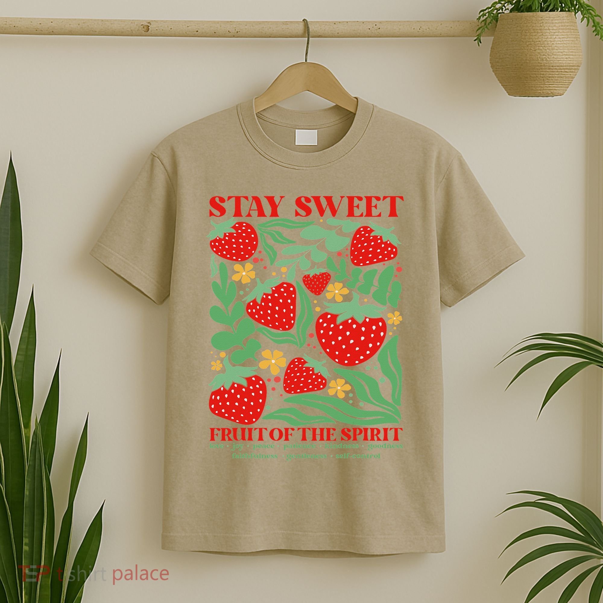 Boho Strawberry Stay Sweet Fruit Of The Spirit Christian T-Shirt