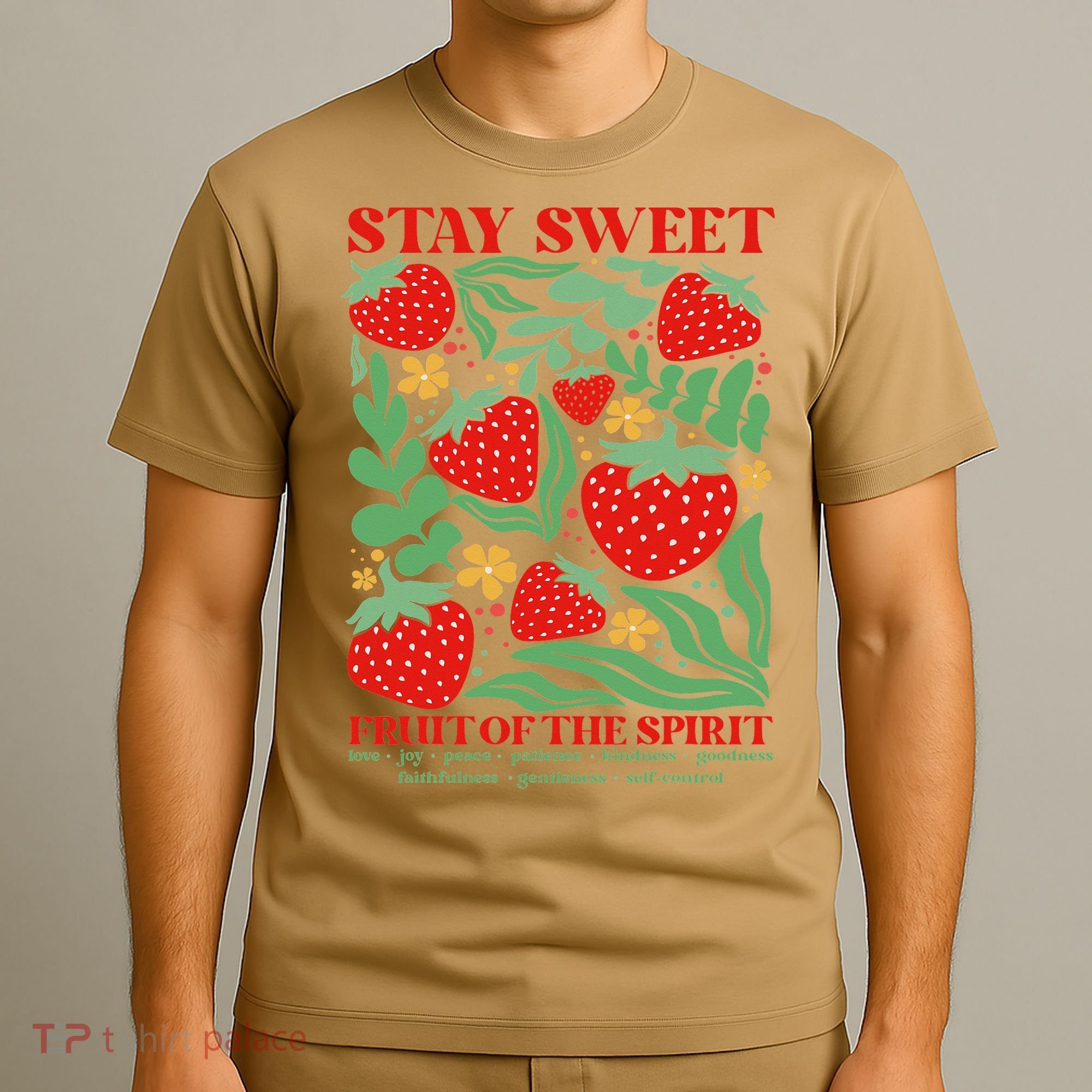 Boho Strawberry Stay Sweet Fruit Of The Spirit Christian T-Shirt