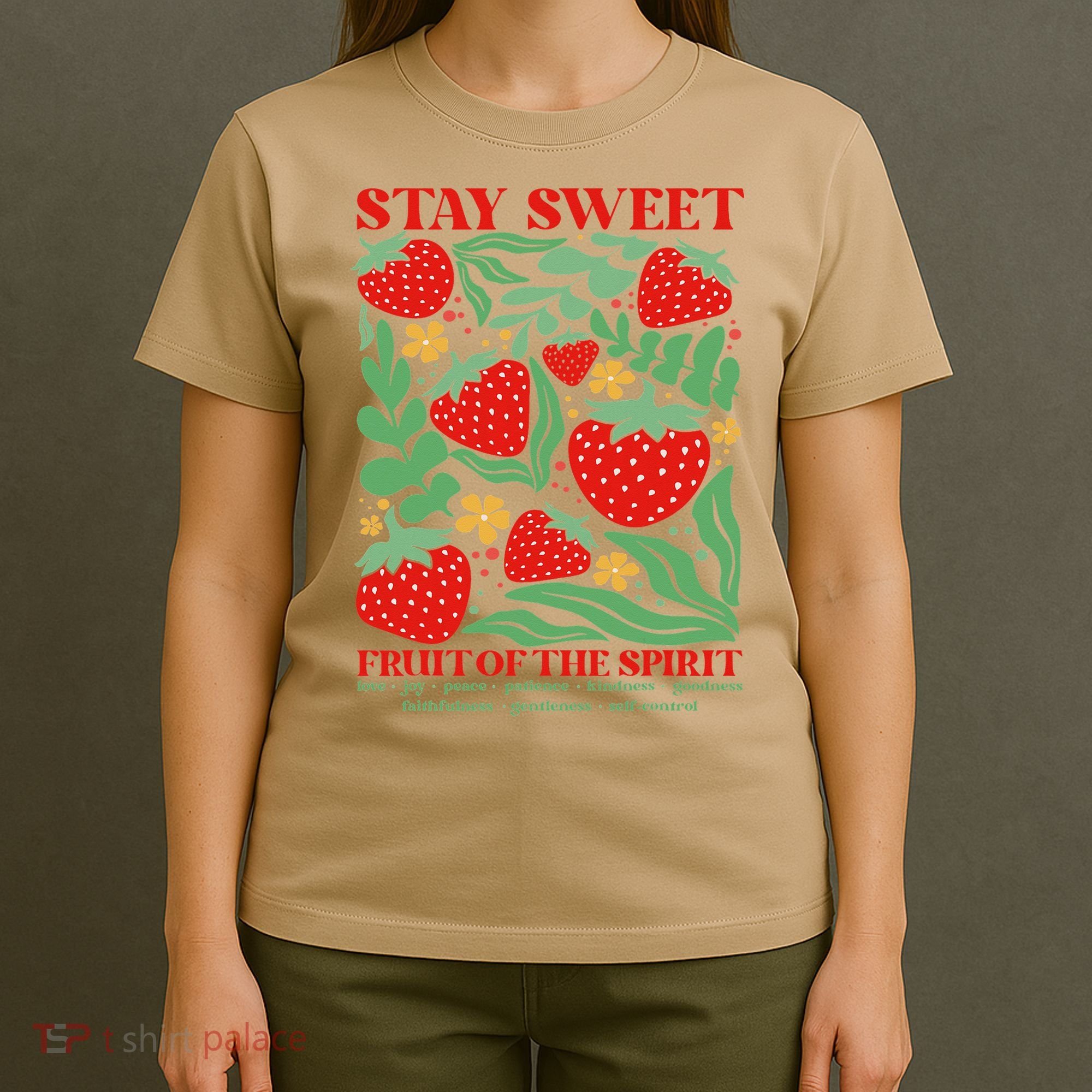 Boho Strawberry Stay Sweet Fruit Of The Spirit Christian T-Shirt