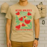 Boho Strawberry Stay Sweet Fruit Of The Spirit Christian T-Shirt thumb 6