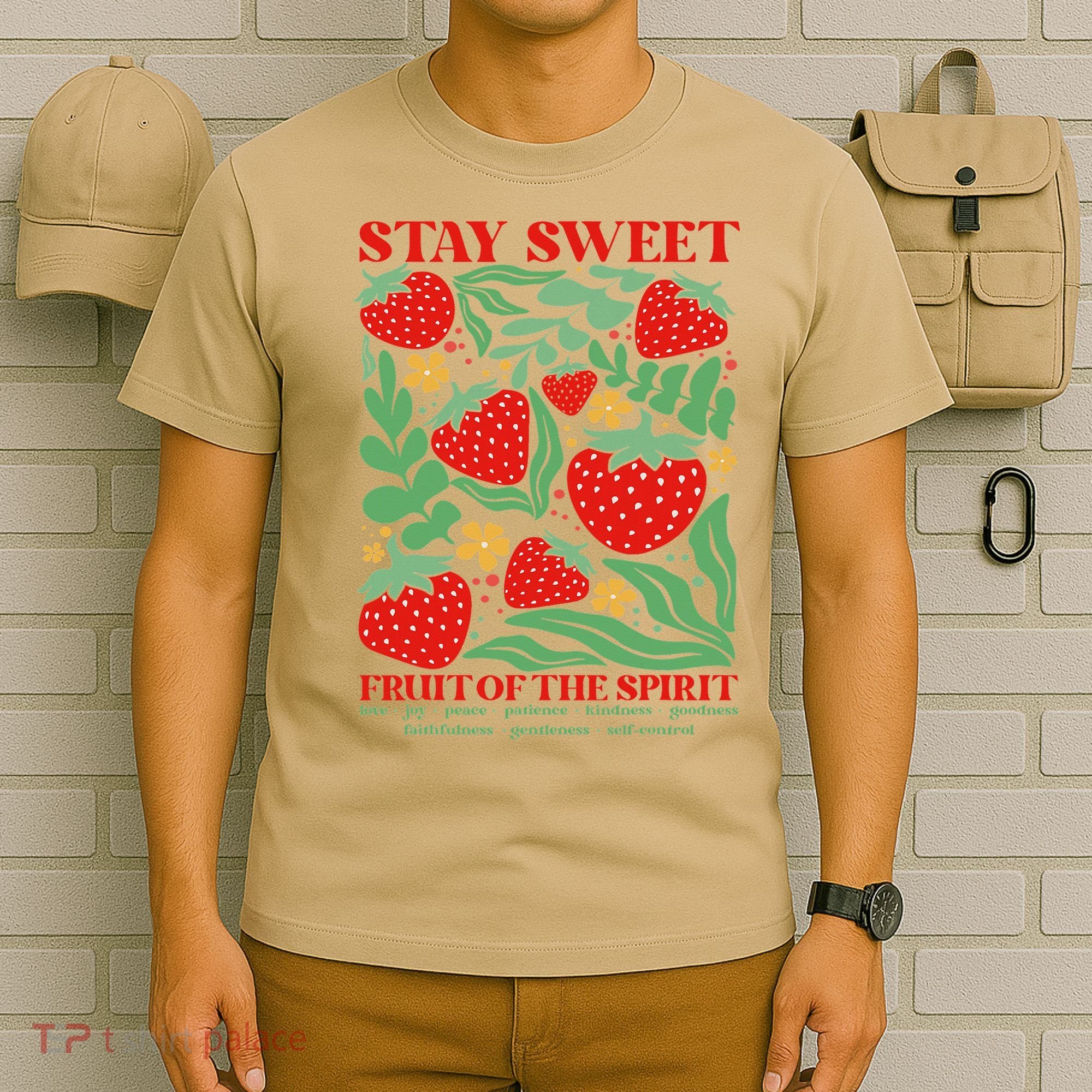 Boho Strawberry Stay Sweet Fruit Of The Spirit Christian T-Shirt