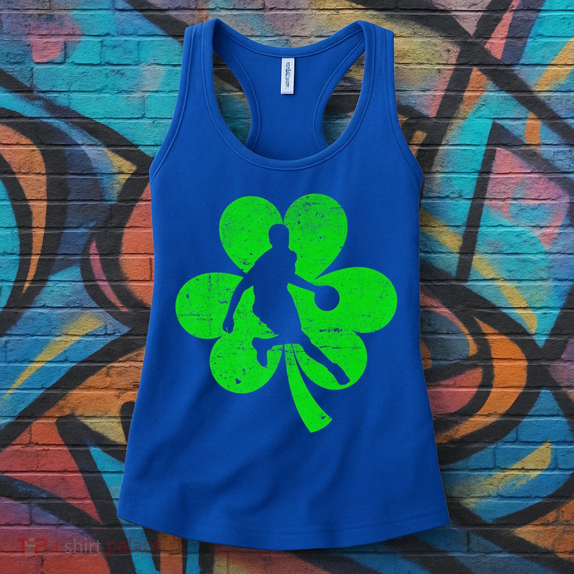 Basketball Sports St Patrick's Day Retro Shamrock Irish Gift Women's Tank Top