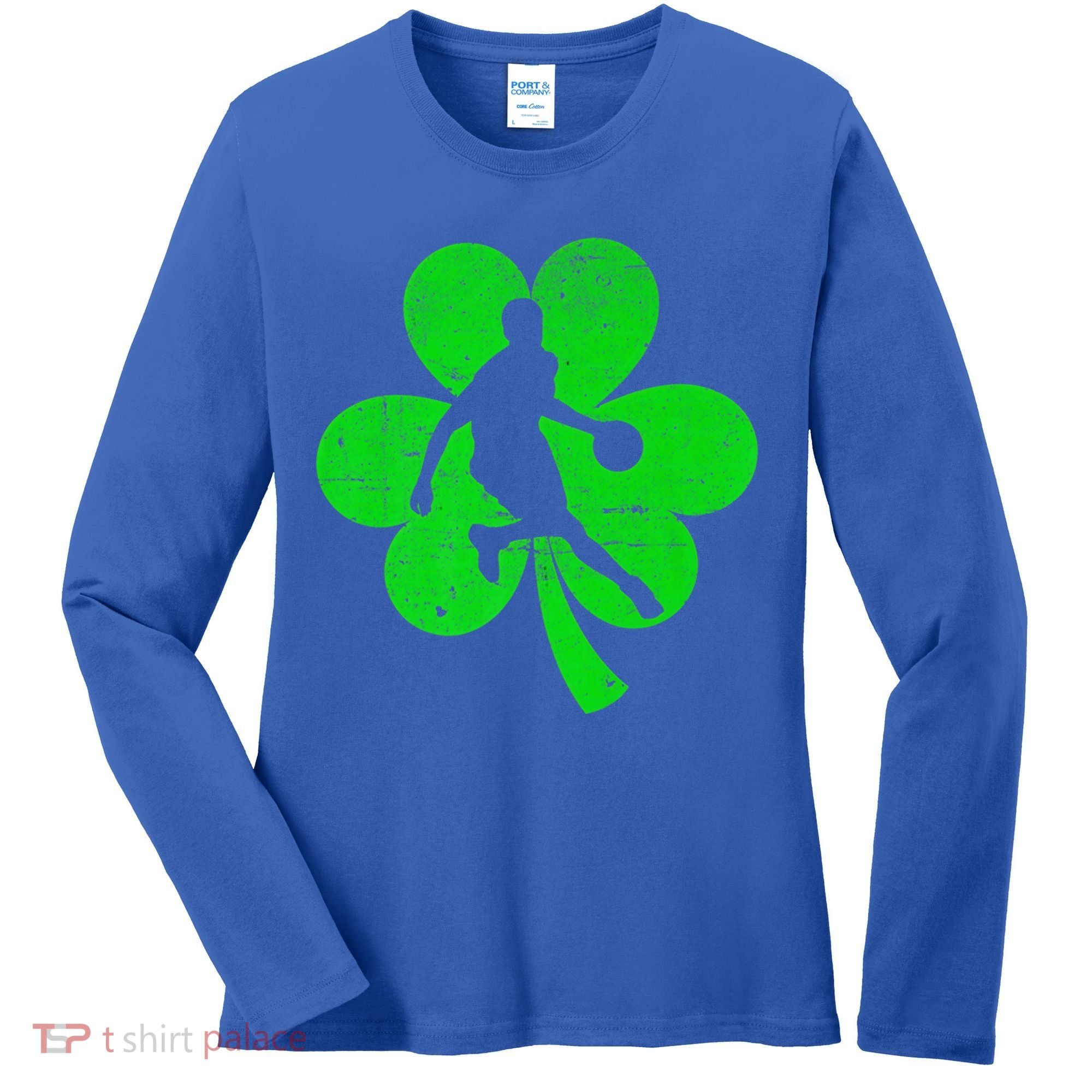 Basketball Sports St Patrick's Day Retro Shamrock Irish Gift Women's Long Sleeve Shirt