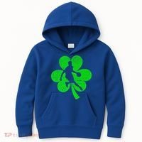 Basketball Sports St Patrick's Day Retro Shamrock Irish Gift Kids Hoodie thumb 0