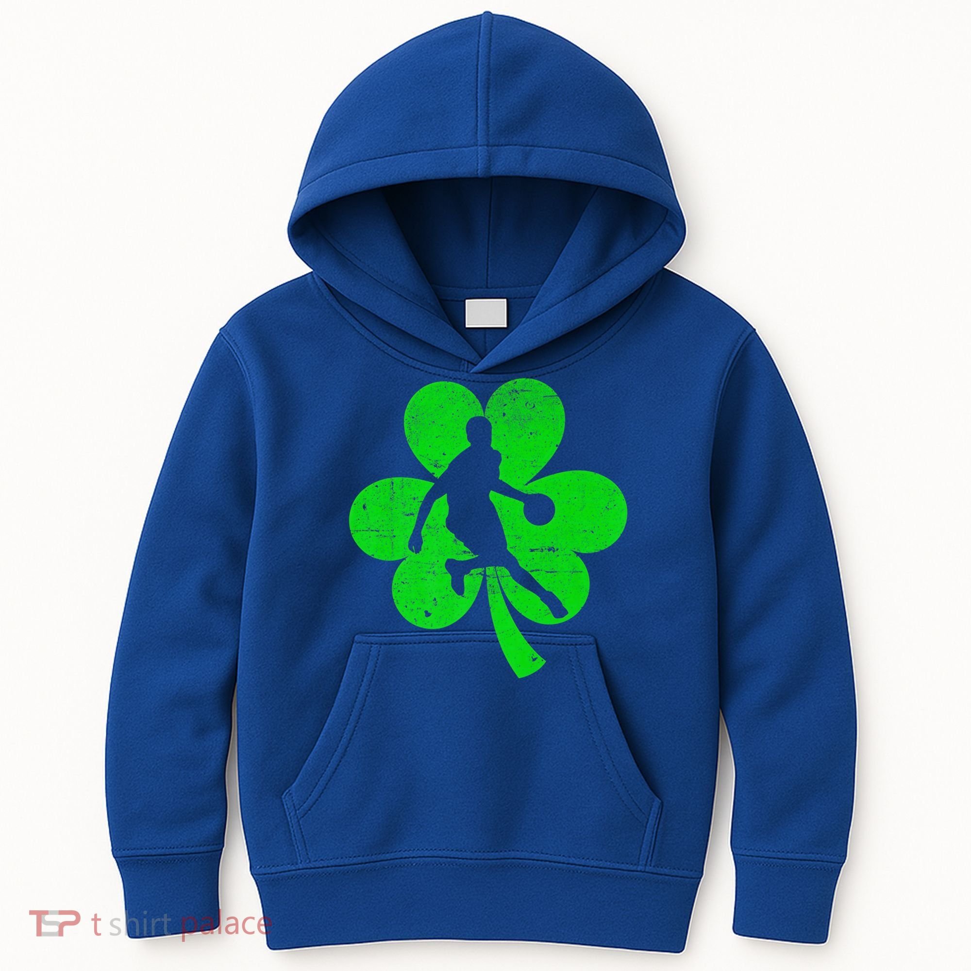 Basketball Sports St Patrick's Day Retro Shamrock Irish Gift Kids Hoodie