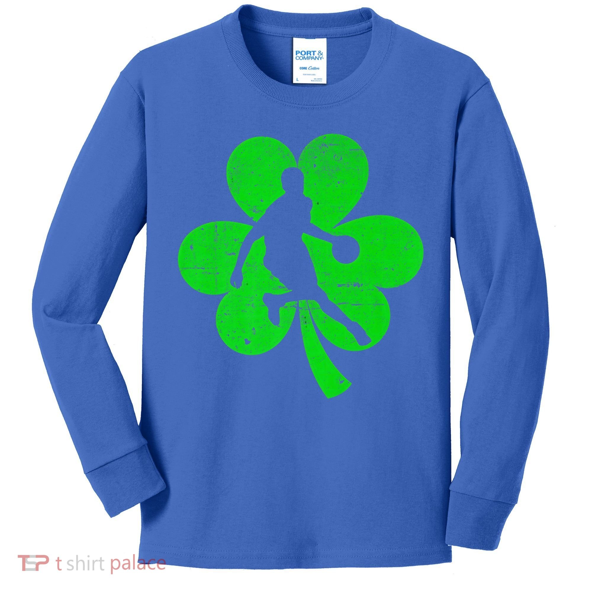 Basketball Sports St Patrick's Day Retro Shamrock Irish Gift Kids Long Sleeve Shirt