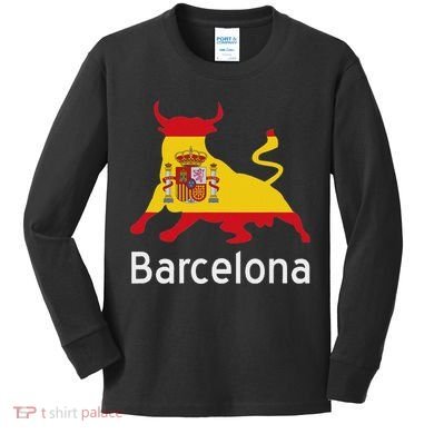 Barcelona Spain Spanish Bullfighting Kids Long Sleeve Shirt
