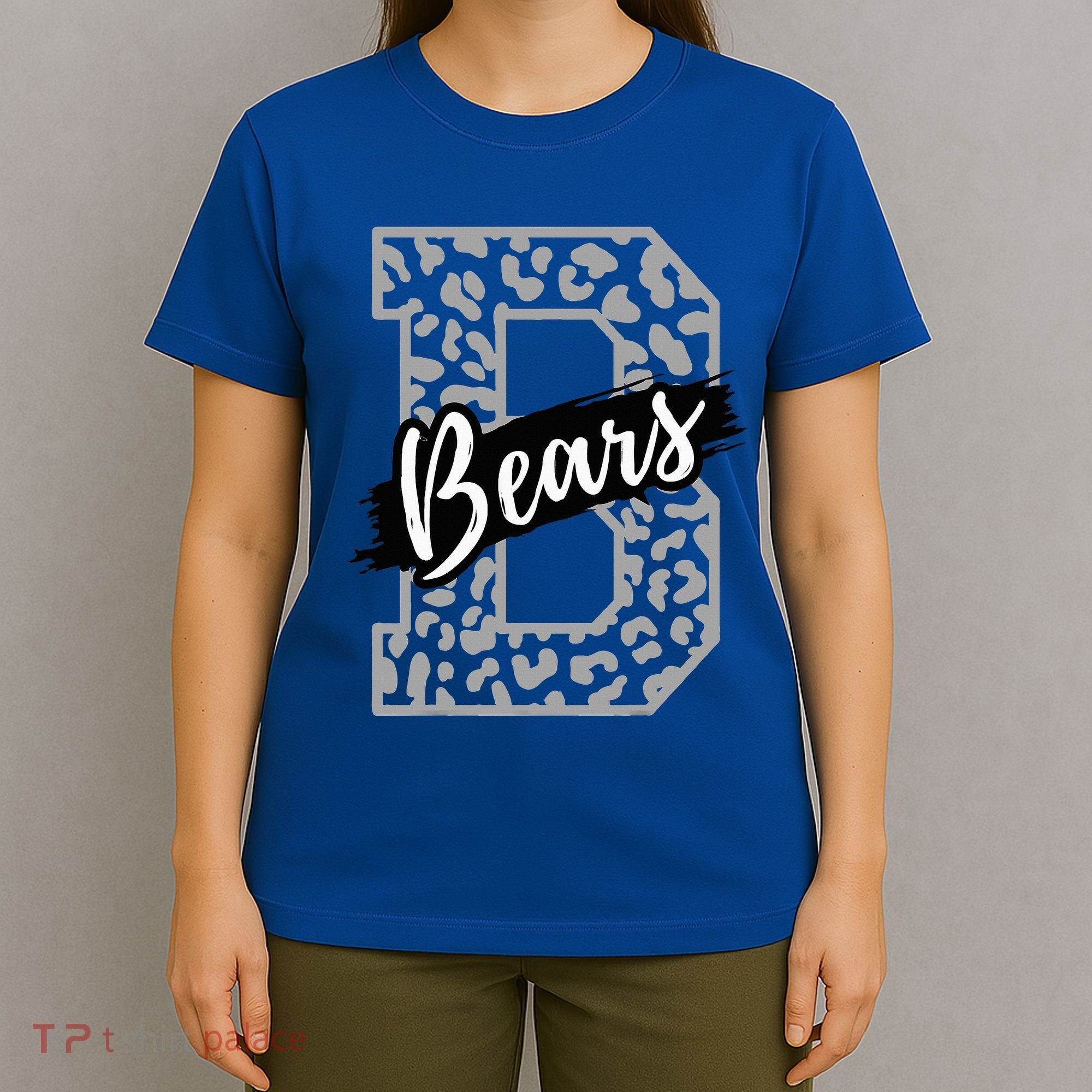 Bears School Sports Fan Team Spirits Mascot Heart Leopard T-Shirt