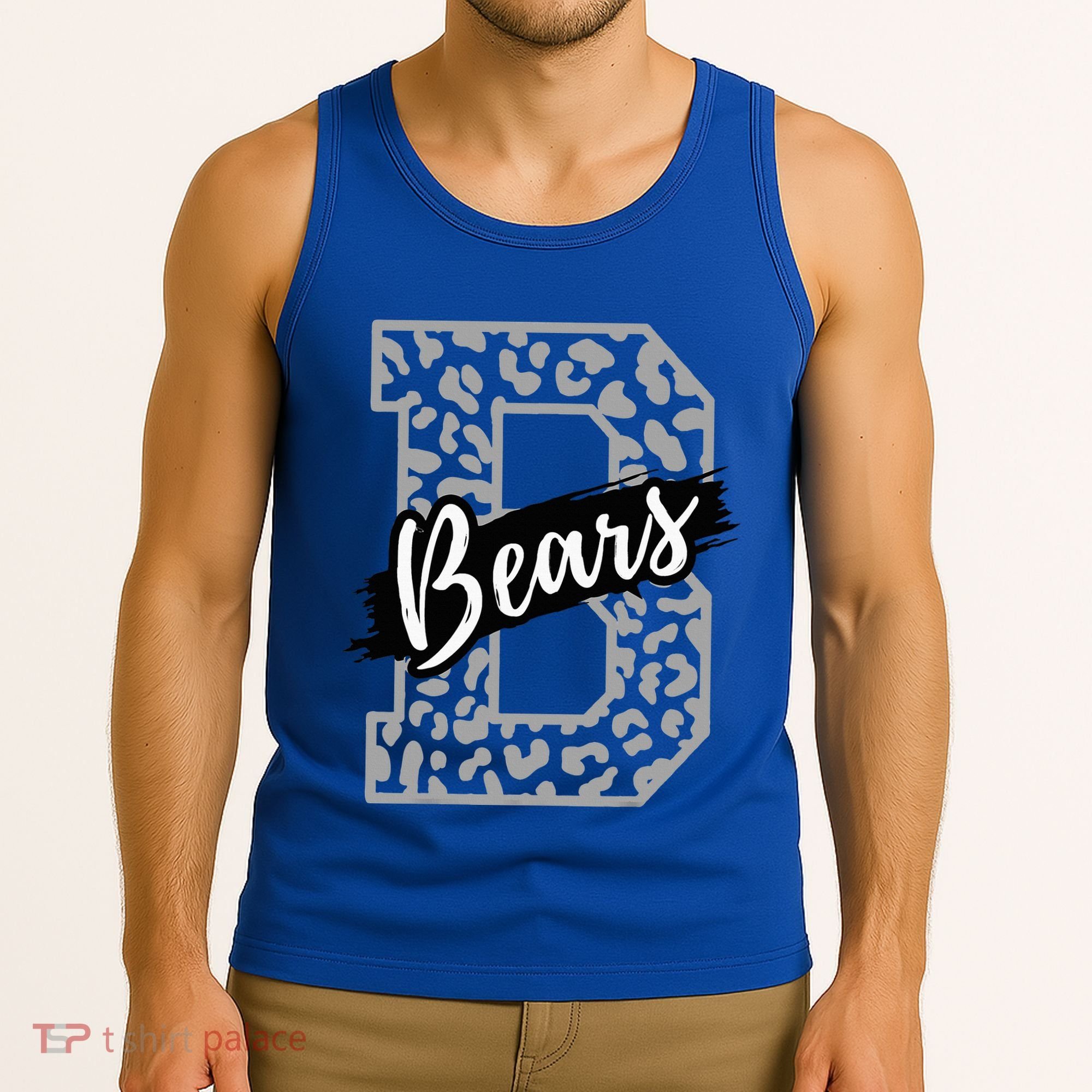 Bears School Sports Fan Team Spirits Mascot Heart Leopard Tank Top