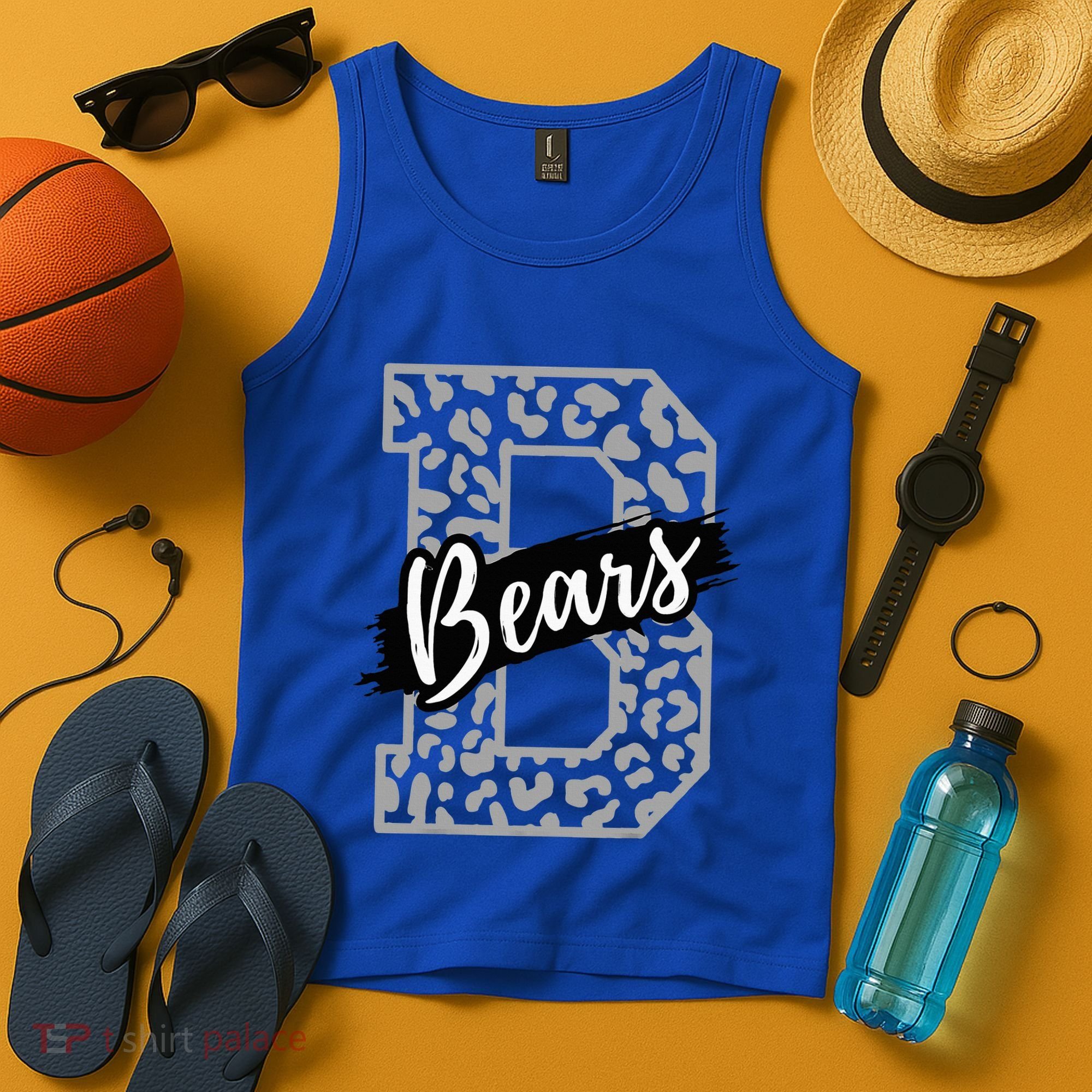 Bears School Sports Fan Team Spirits Mascot Heart Leopard Tank Top