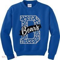 Bears School Sports Fan Team Spirits Mascot Heart Leopard Kids Sweatshirt thumb 0