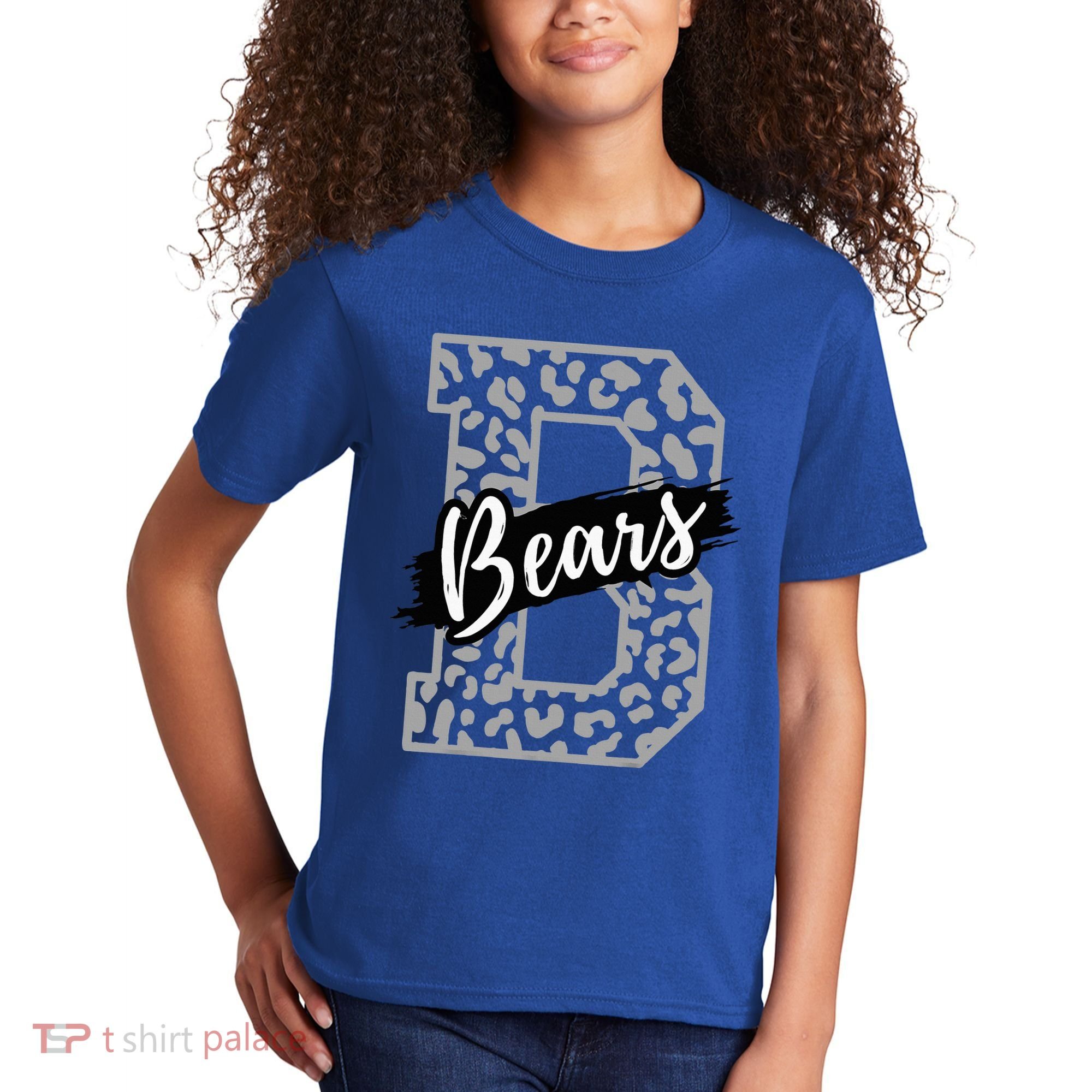 Bears School Sports Fan Team Spirits Mascot Heart Leopard Kids T-Shirt