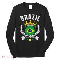 Brazil Soccer Support Team Jersey Brazilian Flag Football Long Sleeve Shirt thumb 0