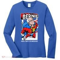 Bernie Sanders Superhero To The Rescue Women's Long Sleeve Shirt thumb 0
