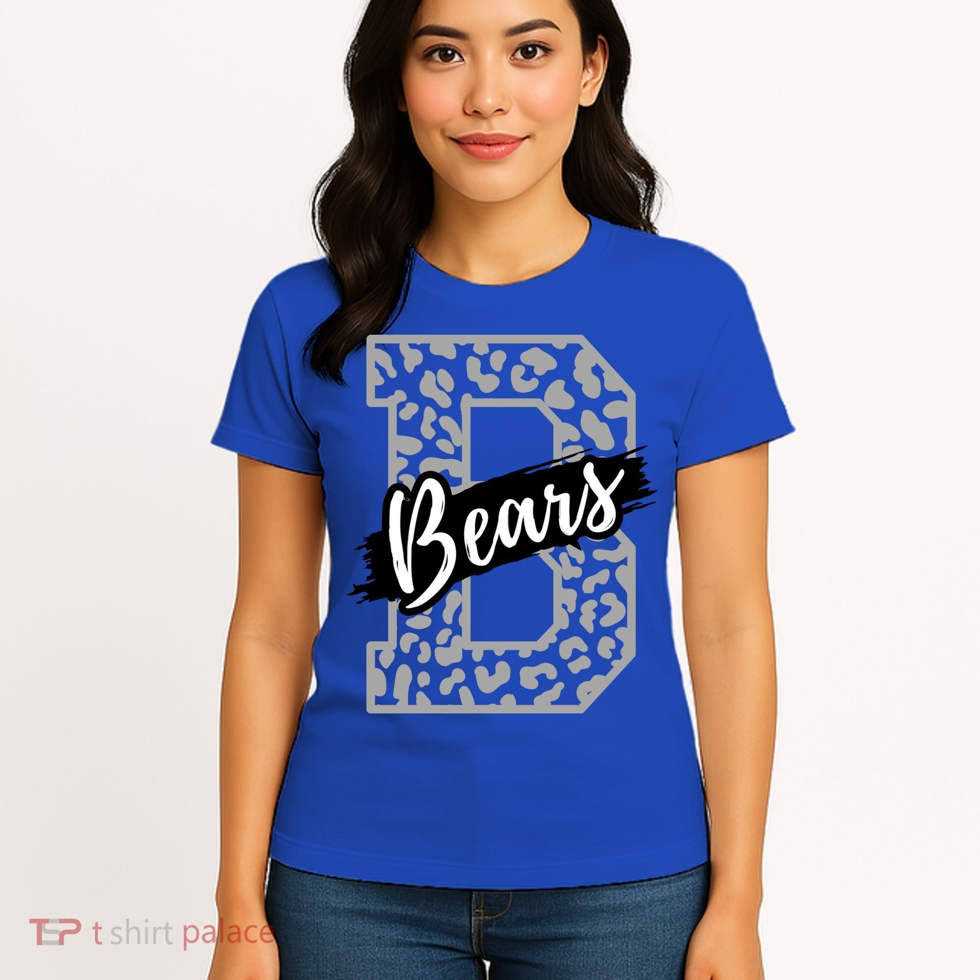 Bears School Sports Fan Team Spirits Mascot Heart Leopard Meaningful Gift Women's T-Shirt