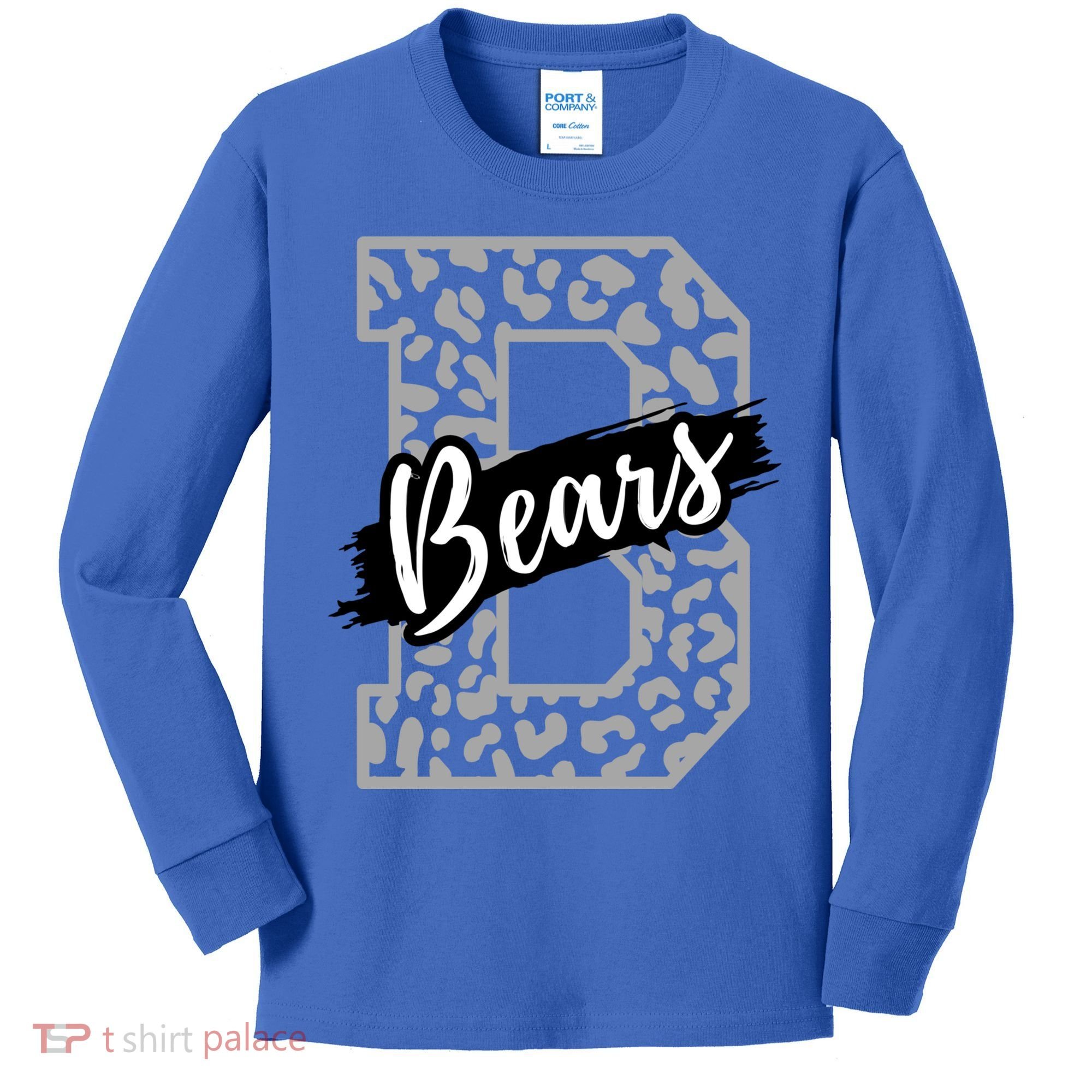 Bears School Sports Fan Team Spirits Mascot Heart Leopard Meaningful Gift Kids Long Sleeve Shirt