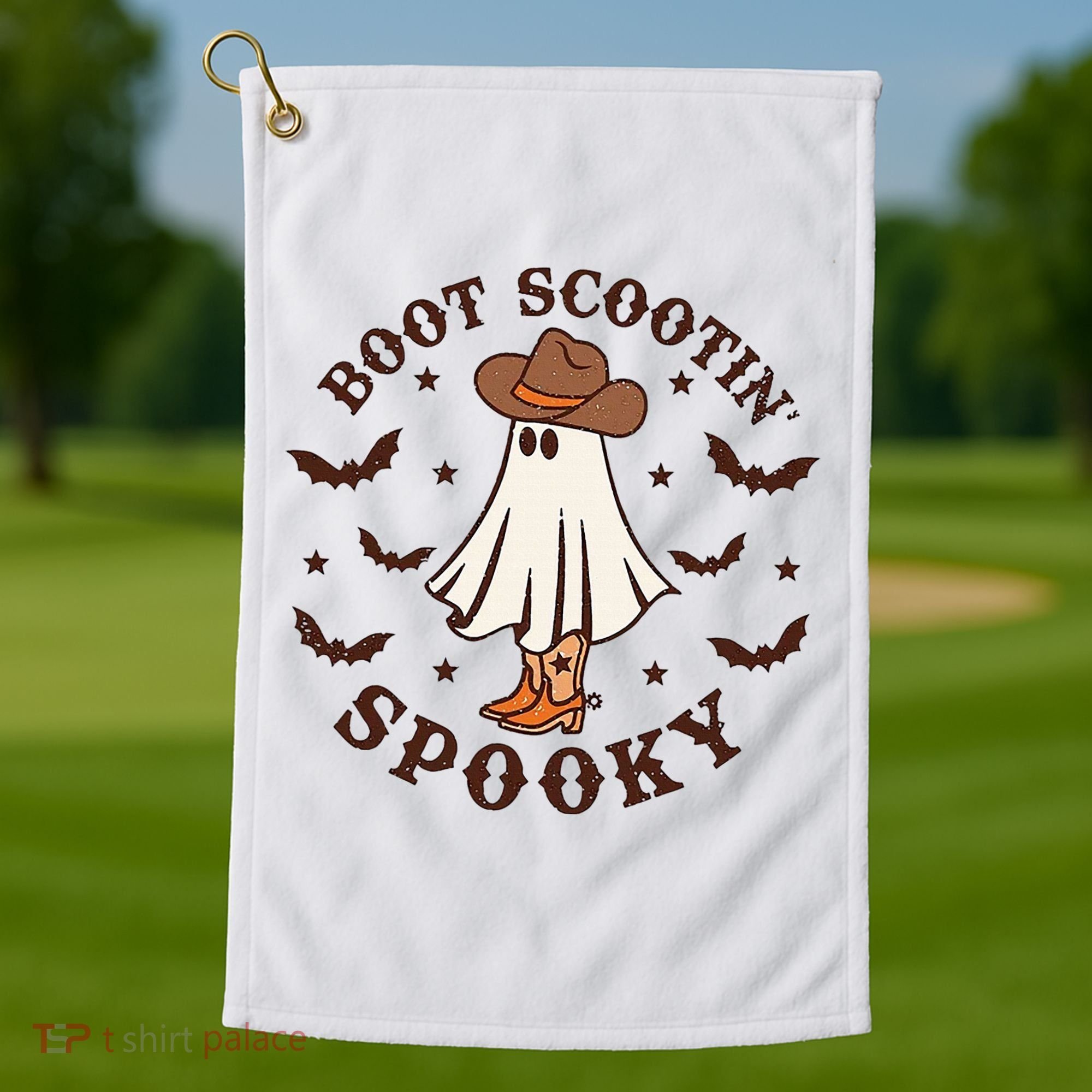Boot Scootin Spooky Funny Halloween Golf Towel