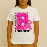 Bulldogs School Spirit Game Day We Wear Pink Breast Cancer T-Shirt thumb 4