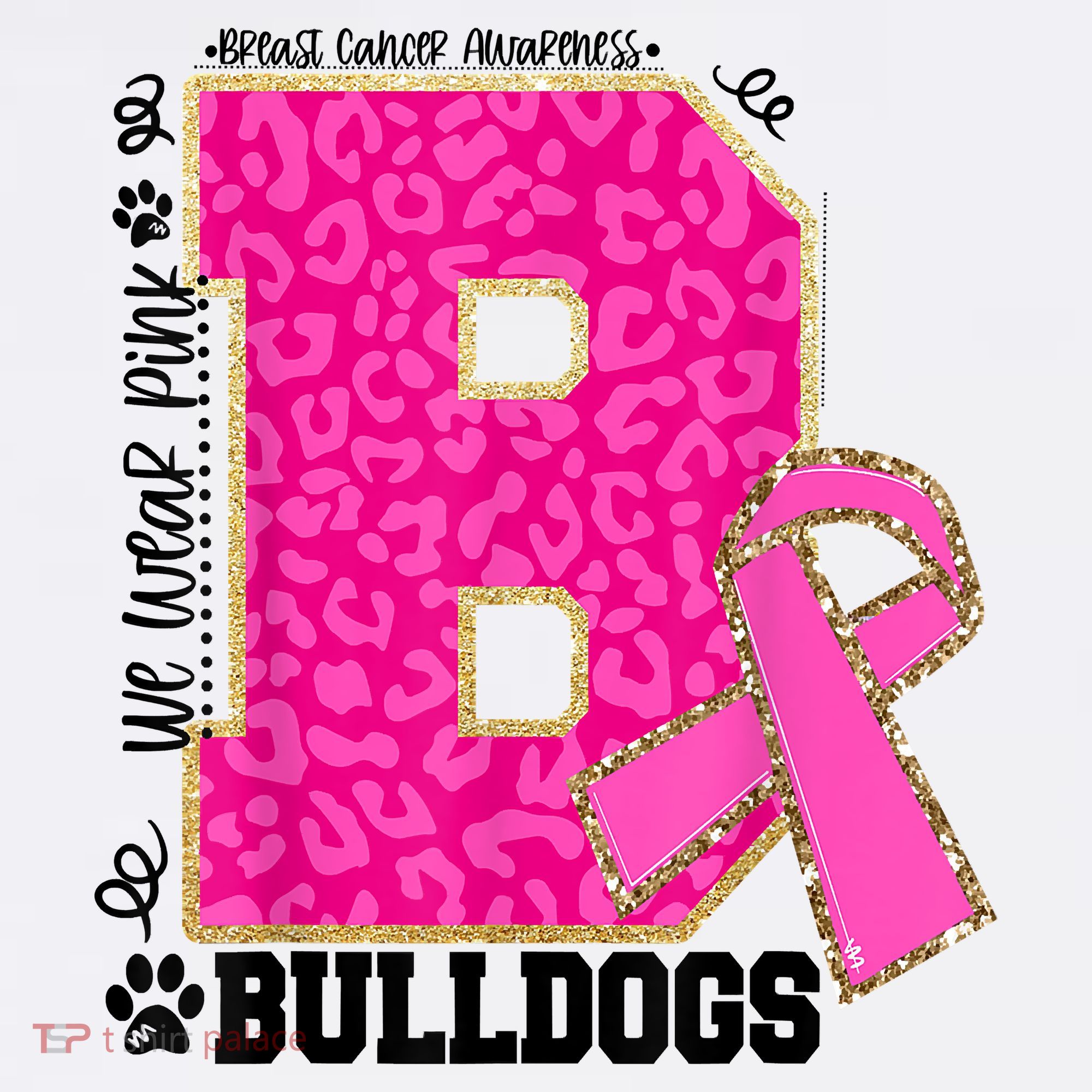 Bulldogs School Spirit Game Day We Wear Pink Breast Cancer T-Shirt