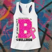 Bulldogs School Spirit Game Day We Wear Pink Breast Cancer Women's Tank Top thumb 3