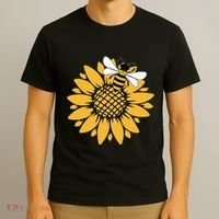 Bumblebee Sunflower Springtime Save The Bees Honeybee T-Shirt thumb 3