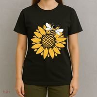 Bumblebee Sunflower Springtime Save The Bees Honeybee T-Shirt thumb 4