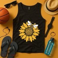 Bumblebee Sunflower Springtime Save The Bees Honeybee Tank Top thumb 4