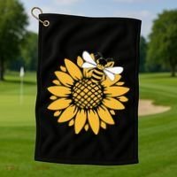 Bumblebee Sunflower Springtime Save The Bees Honeybee Golf Towel thumb 1