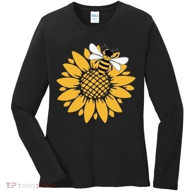 Bumblebee Sunflower Springtime Save The Bees Honeybee Women's Long Sleeve Shirt