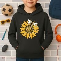 Bumblebee Sunflower Springtime Save The Bees Honeybee Kids Hoodie thumb 2