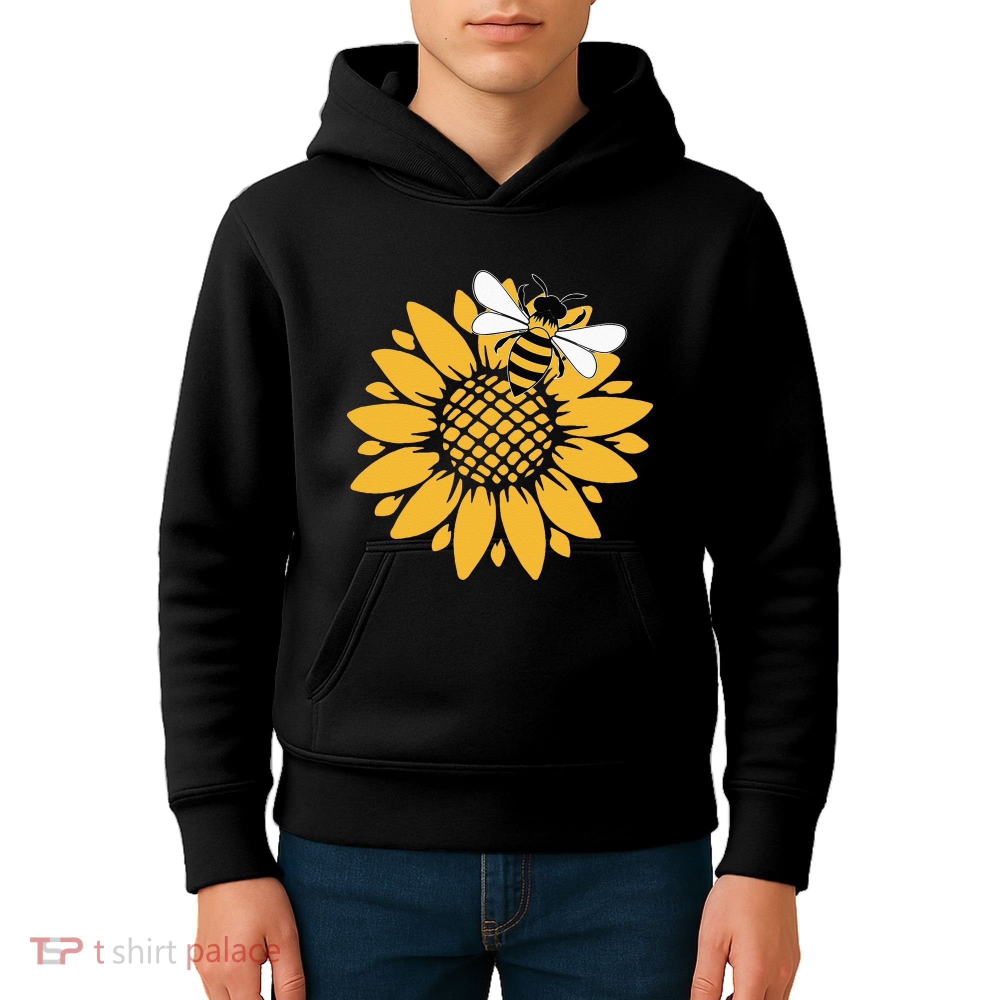 Bumblebee Sunflower Springtime Save The Bees Honeybee Kids Hoodie