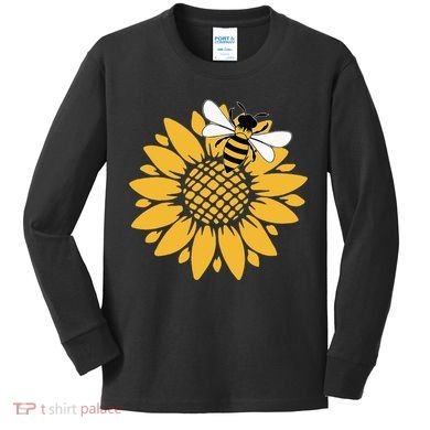 Bumblebee Sunflower Springtime Save The Bees Honeybee Kids Long Sleeve Shirt