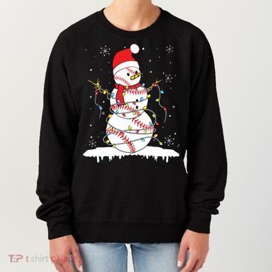 Baseball Snowman Santa Hat Christmas Baseball Player Gift Women's Sweatshirt
