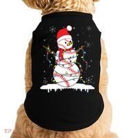 Baseball Snowman Santa Hat Christmas Baseball Player Gift Doggie Tank thumb 0