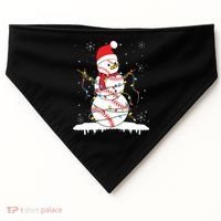 Baseball Snowman Santa Hat Christmas Baseball Player Gift USA-Made Doggie Bandana thumb 0