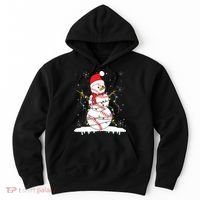 Baseball Snowman Santa Hat Christmas Baseball Player Gift Hoodie thumb 0
