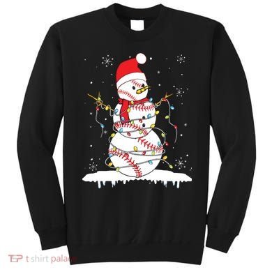 Baseball Snowman Santa Hat Christmas Baseball Player Gift Sweatshirt