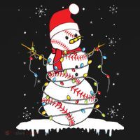 Baseball Snowman Santa Hat Christmas Baseball Player Gift Sweatshirt thumb 3