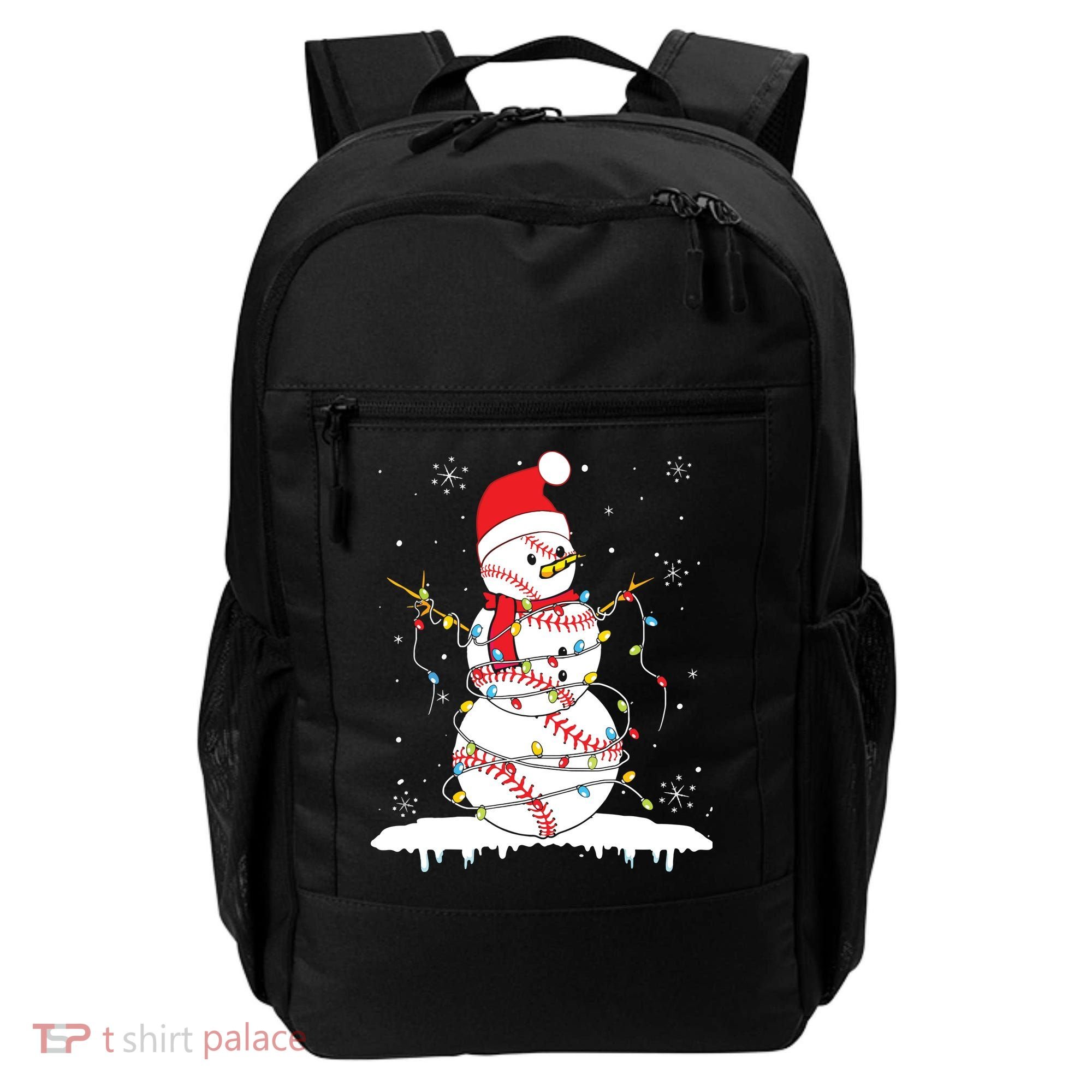 Baseball Snowman Santa Hat Christmas Baseball Player Gift Backpack