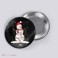 Baseball Snowman Santa Hat Christmas Baseball Player Gift Button thumb 0