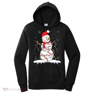 Baseball Snowman Santa Hat Christmas Baseball Player Gift Women's Hoodie
