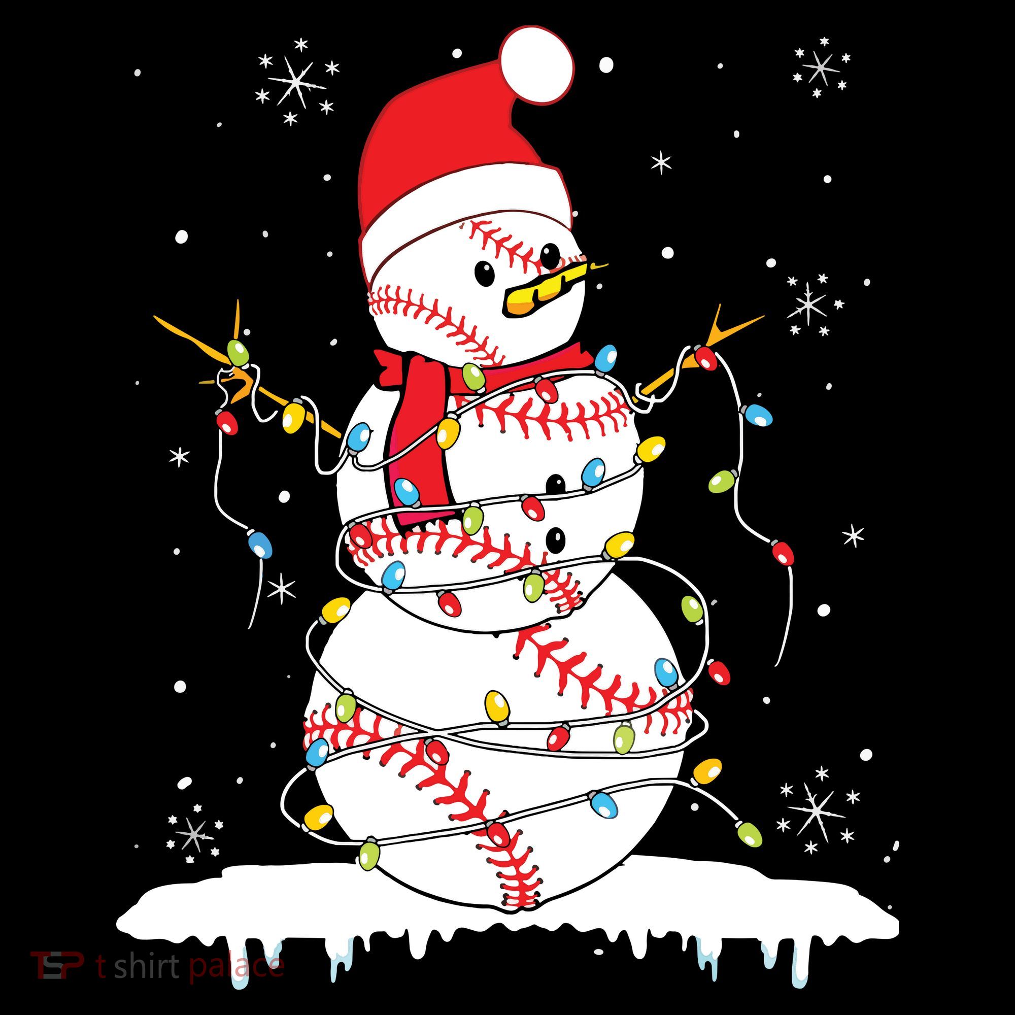 Baseball Snowman Santa Hat Christmas Baseball Player Gift Women's Hoodie
