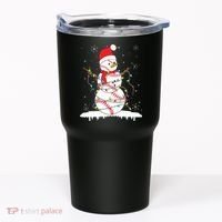 Baseball Snowman Santa Hat Christmas Baseball Player Gift Tumbler thumb 0