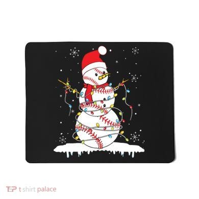 Baseball Snowman Santa Hat Christmas Baseball Player Gift Mousepad