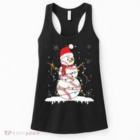Baseball Snowman Santa Hat Christmas Baseball Player Gift Women's Tank Top thumb 0