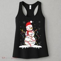 Baseball Snowman Santa Hat Christmas Baseball Player Gift Women's Tank Top thumb 3
