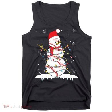 Baseball Snowman Santa Hat Christmas Baseball Player Gift Tank Top